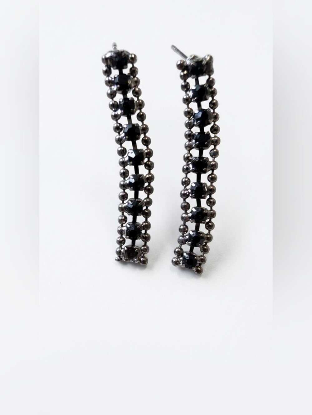 Black Crystal Drop Earrings - Women Jewelry